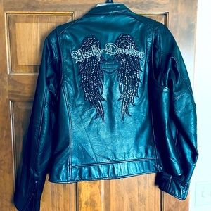 Harley Davidson Motorclothes Riding Gear. Black leather jacket with wings!